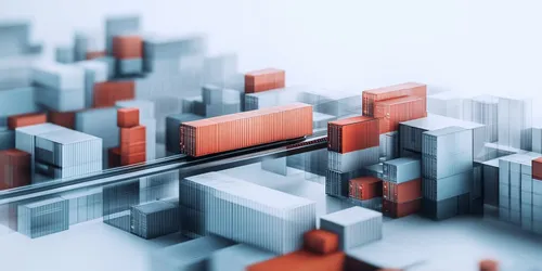 Shipping containers stacked and organized
