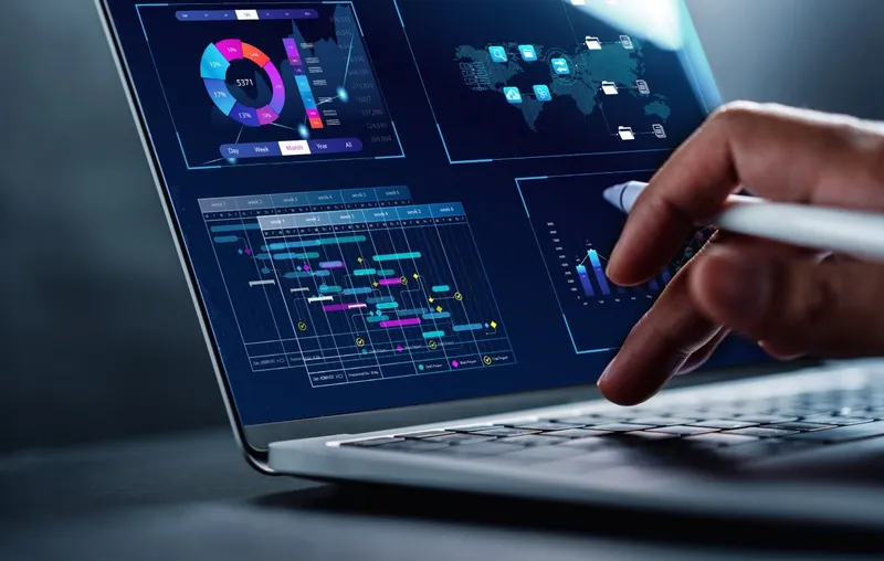 Laptop with visualized data