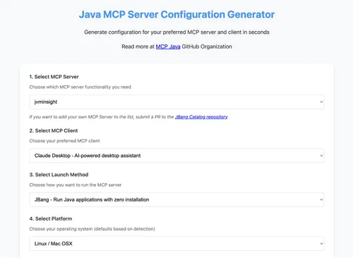 Java MCP Server Configuration Generator